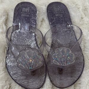 Mini Melissa Children’s Glass Glitter Iridescent Shell Sandals Size 13